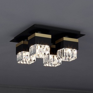 Eglo, Deckenlampe Barrancas, schwarz/gold, Kristallglas, Eglo Deckenlampe Barrancas