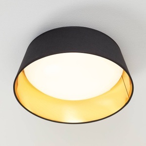 Reality Leuchten, Schwarz-goldene Textil-Deckenlampe Ponts m. LEDs, Schwarz-goldene Textil-Deckenlampe Ponts m. LEDs