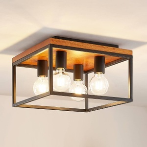 LINDBY, Lindby Miravi Deckenleuchte, vierflammig, Lindby Miravi Deckenleuchte, Holz, vierflammig