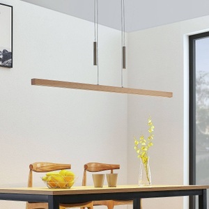 LUCANDE, LED-Holz-Balkenpendellampe Tamlin, buchefarben, LED-Holz-Balkenpendellampe Tamlin, buchefarben