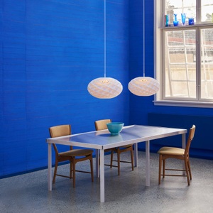 Louis Poulsen, Patera Oval Pendelleuchte / Leuchtmittel E27 - Ø 50 cm - Waben-PVC - Louis Poulsen weiß en plastikmaterial, Pendelleuchte Patera Oval plastikmaterial weiß / Leuchtmittel E27 - Ø 50 cm - Waben-PVC - Louis Poulsen weiß en plastikmaterial