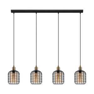 undefined, Eglo - Hängeleuchte Hl/4 E27 Schwarz 'Chisle, Hängeleuchte Chisle, schwarz/amber, vierflammig