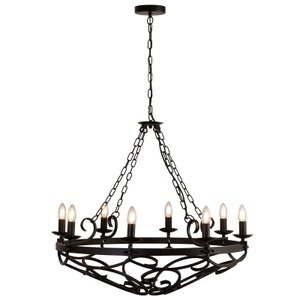 Searchlight, Kronleuchter Cartwheel, achtflammig, Ø 80 cm, Kronleuchter Cartwheel III, 8-flg., Ø 80 cm, schwarz, Metall