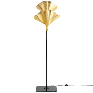 Kare Design, Stehleuchte Ginkgo Due 172cm, KARE Gingko Due Stehleuchte mit goldenen Blättern