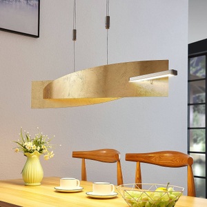 Lampenwelt.com, LED-Hängeleuchte Marija, Blende senkrecht, gold, LED-Hängeleuchte Marija, Blende senkrecht, gold