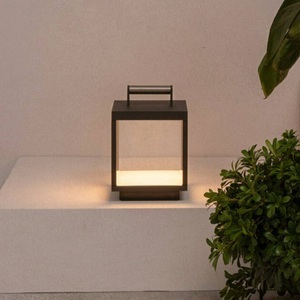 Lorefar (FARO), LED-Laterne Kerala, akkubetrieben, USB-Anschluss, LED-Akku-Tischlampe Kerala, dunkelgrau, Alu, Höhe 26,8 cm