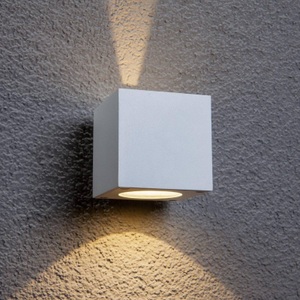 Lampenwelt.com, Weiße LED-Außenwandleuchte Jarno, Würfelform, Weiße LED-Außenwandleuchte Jarno, Würfelform