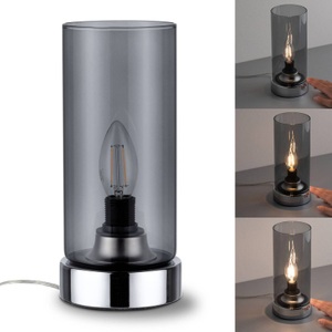 Paulmann, Paulmann Tischlampe Pinja chrom/rauchgrau, Paulmann Tischlampe Pinja chrom/rauchgrau