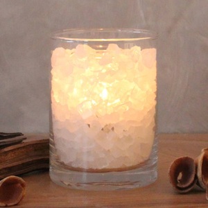 Wagner Life, Salzkristall Polarfeuer Glas mit Palmwachs-Kerze, Salzkristall Polarfeuer Glas mit Palmwachs-Kerze