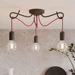 LUCANDE, Lucande Jorna Deckenlampe, 3-flammig, Kabel rot, 