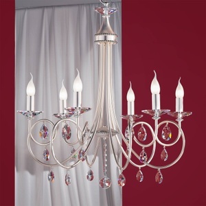 Orion, Kronleuchter Violetta silber, 6-flammig, Kronleuchter Violetta silber, 6-flammig