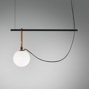 Artemide, Artemide nh S1 14 Hängelampe 55 cm Kugel Ø 14cm, Pendelleuchte nh S1 metall glas schwarz gold / mundgeblasenes Glas & Messing - Artemide gold en glas