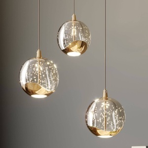 LED-Pendellampe Hayley m. Glaskugeln, 3-fl., gold