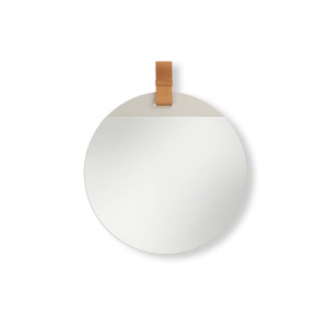 ferm living, ferm living Enter Wandspiegel, ferm LIVING Spiegel Enter, Ø 45 cm, Glas, Eisen, Ledergurt