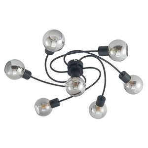 LINDBY, Lindby LED-Deckenleuchte Ciala, 7fl, schwarz smoke, Lindby Deckenleuchte Ciala, 7-flammig, schwarz, smoke, Glas