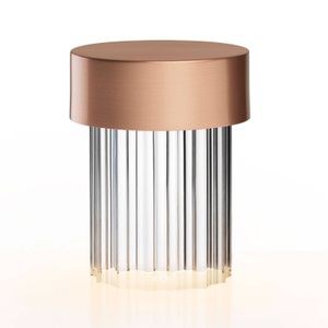 Flos, Flos - Tischleuchte LAST ORDER - Metall - kupfer - 10/10/14 cm, Schnurlosleuchte Last Order glas transparent / INDOOR - Ø 10 x H 14 cm - Flos transparent en glas