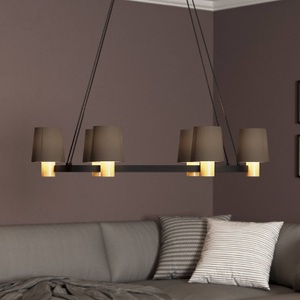 Eglo, Kronleuchter Edale, 6xStoffschirm cappuccino, oval, Eglo Lampada a sospensione Edale