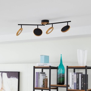 LINDBY, Lindby Manel LED-Strahler Holz 4-flammig, Lindby LED-Strahler Manel, Holz, 84 cm lang, 4-flammig