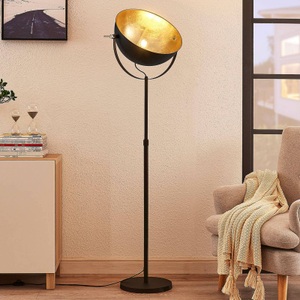 Lampenwelt.com, Stehleuchte Muriel 1-flammig schwarz/gold, Stehleuchte Muriel 1-flammig schwarz/gold