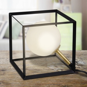 Näve, LED-Tischeuchte 3168922 in markanter Würfel-Optik, Näve Tischlampe Cadre Metall-Glas | ? 10 × 15 cm | 4 W