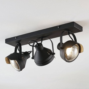 Lampenwelt.com, Scheinwerfer-Deckenstrahler Henega, schwarz, 3-fl., Scheinwerfer-Deckenstrahler Henega, schwarz, 3-fl.