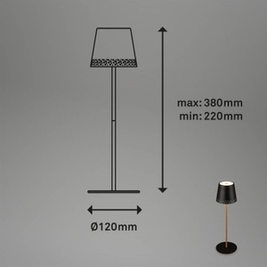 Briloner, LED-Tischleuchte Kiki mit Akku 3.000K schwarz/gold, LED-Tischleuchte Kiki mit Akku 3.000K schwarz/gold