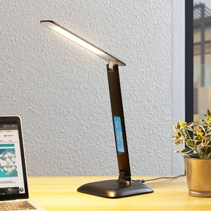LINDBY, Lindby Ludmilla LED-Tischlampe, Display, schwarz, Lindby Ludmilla LED-Tischlampe, Display, schwarz