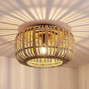LINDBY, Lindby Canyana Deckenleuchte aus Rattan, natur, Lindby Deckenleuchte Canyana, natur, Rattan, Ø 40 cm