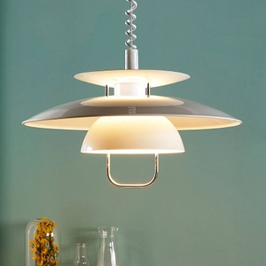 Lampenwelt.com, Hängeleuchte Nadija mit E27-LED, weiß, Lindby Hängeleuchte Nadija, weiß, Ø 43 cm, höhenverstellbar