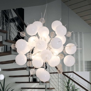 Pendelleuchte Explosion in Weiß/Chrom 65cm
