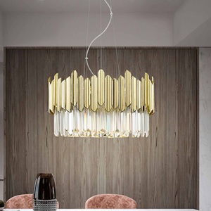 Schuller Valencia, Hängeleuchte Tiara, rund, facettiertes Glas, chrom/gold, Hängeleuchte Tiara, rund, facettiertes Glas, chrom/gold