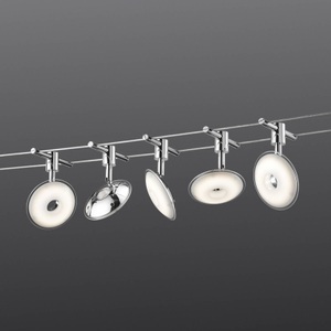 Trio Lighting, Seilsystem Pilatus mit fünf LED-Leuchten, 