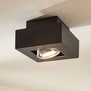 Lampenwelt.com, LED-Deckenleuchte Vince, 14x14cm in Schwarz, Deckenleuchte Vince, 14x14cm in Schwarz