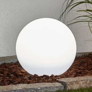 Lampenwelt.com, 3er-Set LED-Solarlampen Lago, Kugeln, Lindby LED-Solarlampen Lago, 3er-Set, Kugeln, Erdspieß, weiß