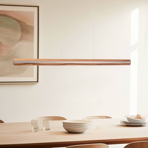 quitani, Quitani Elis LED-Hängelampe Nussbaum/nickel 148 cm, Quitani Elis LED-Hängelampe Nussbaum/nickel 148 cm