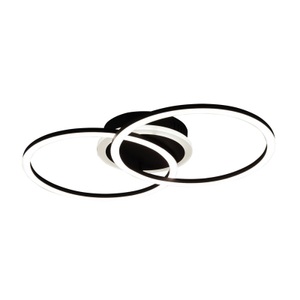Reality Leuchten, LED-Deckenleuchte Venida schwarz, dimmbar, 2 Ringe, LED-Deckenleuchte Venida im Ringdesign, schwarz