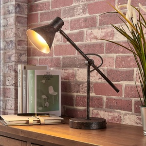 Lampenwelt.com, Rostfarbene LED-Tischlampe Zera, easydim, Rostfarbene Tischlampe Zera