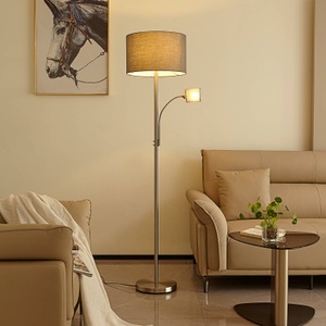 LINDBY, Lindby Jaileen Stoffstehlampe, Leselicht, grau, Lindby Jaileen Stoffstehlampe, Leselicht, grau