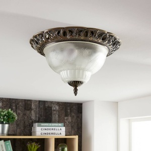 Klassische Deckenlampe Anni, Glasschirm geätzt