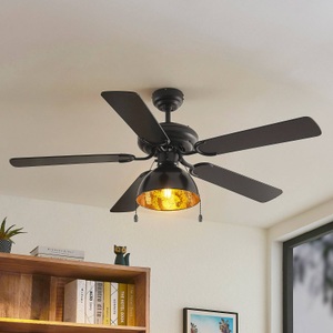 STARLUNA, Starluna Shamoian Deckenventilator schwarz/gold, Lucande Deckenventilator mit Licht Shamoian, leise, Ø 130 cm