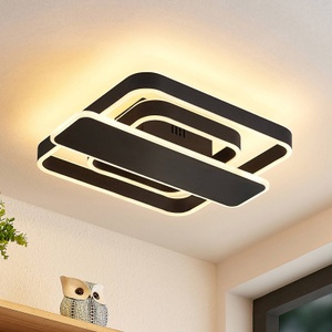 LUCANDE, Lucande Linetti LED-Deckenlampe eckig schwarz 40cm, 