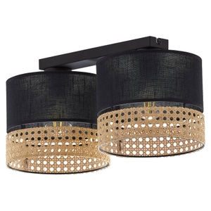 EULUNA, Deckenleuchte Paglia schwarz/Rattan, zweiflammig, 