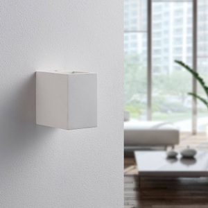 Lampenwelt.com, LED-Wandleuchte Jannes aus Gips, eckig, Lindby Wandleuchte Jannes, eckig, weiß, Gips, G9, bemalbar