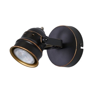 Lampenwelt.com, Schwarz-goldener GU10-Spot Leonor, LED, Schwarz-goldener GU10-Spot Leonor