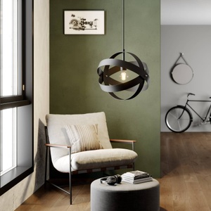 Lampenwelt.com, Schwarze LED-Pendelleuchte Cara mit drei Ringen, 