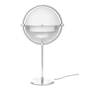 GUBI, GUBI Multi-Lite Tischlampe chrom/weiß, GUBI Tischleuchte Multi-Lite, Höhe 50 cm, chrom/weiß