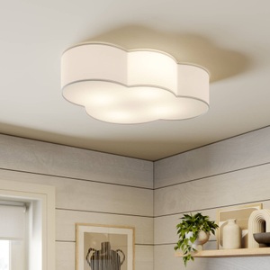 TK LIGHTING, Deckenleuchte Cloud aus Textil, Länge 62 cm, weiß, Deckenleuchte Cloud, weiß, Textil, Länge 62 cm, E27, 4-flg.