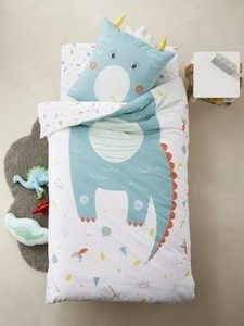 VERTBAUDET, Set aus Bett- und Kissenbezug ,,Drache blau, Set aus Bett- und Kissenbezug ,,Drache blau