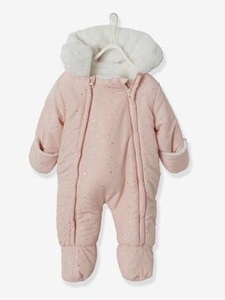 VERTBAUDET, Warmer Baby Overall, gefüttert pfirsich bedruckt, Warmer Baby Overall, gefüttert pfirsich bedruckt