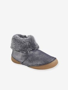 VERTBAUDET, Babyschühchen, drinnen und draussen, Leder marine glanzeffekt, Babyschühchen, drinnen und draussen, Leder marine glanzeffekt